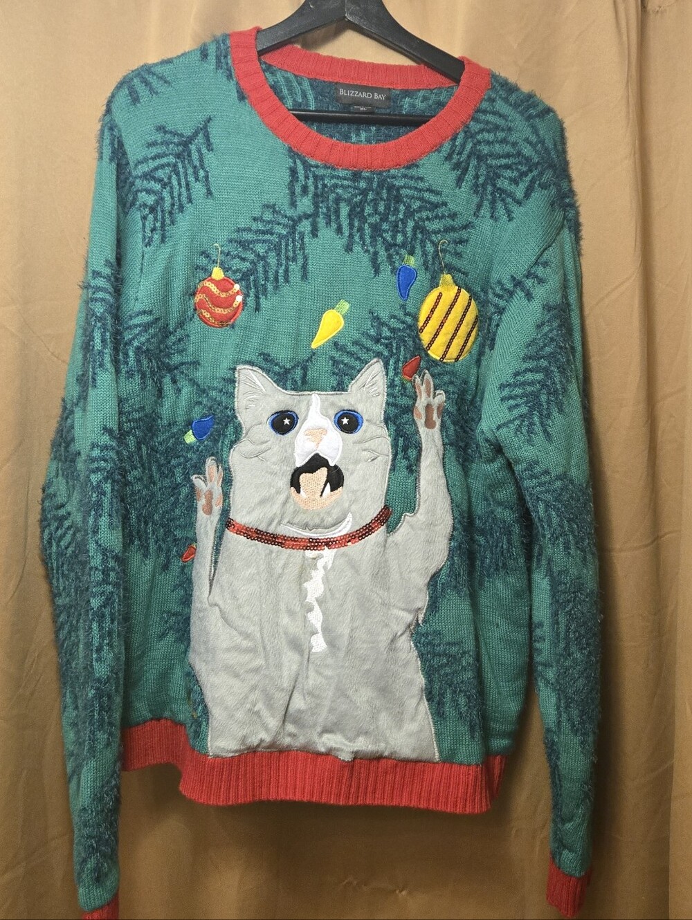 Blizzard Bay ugly holiday sweater With Cat XL